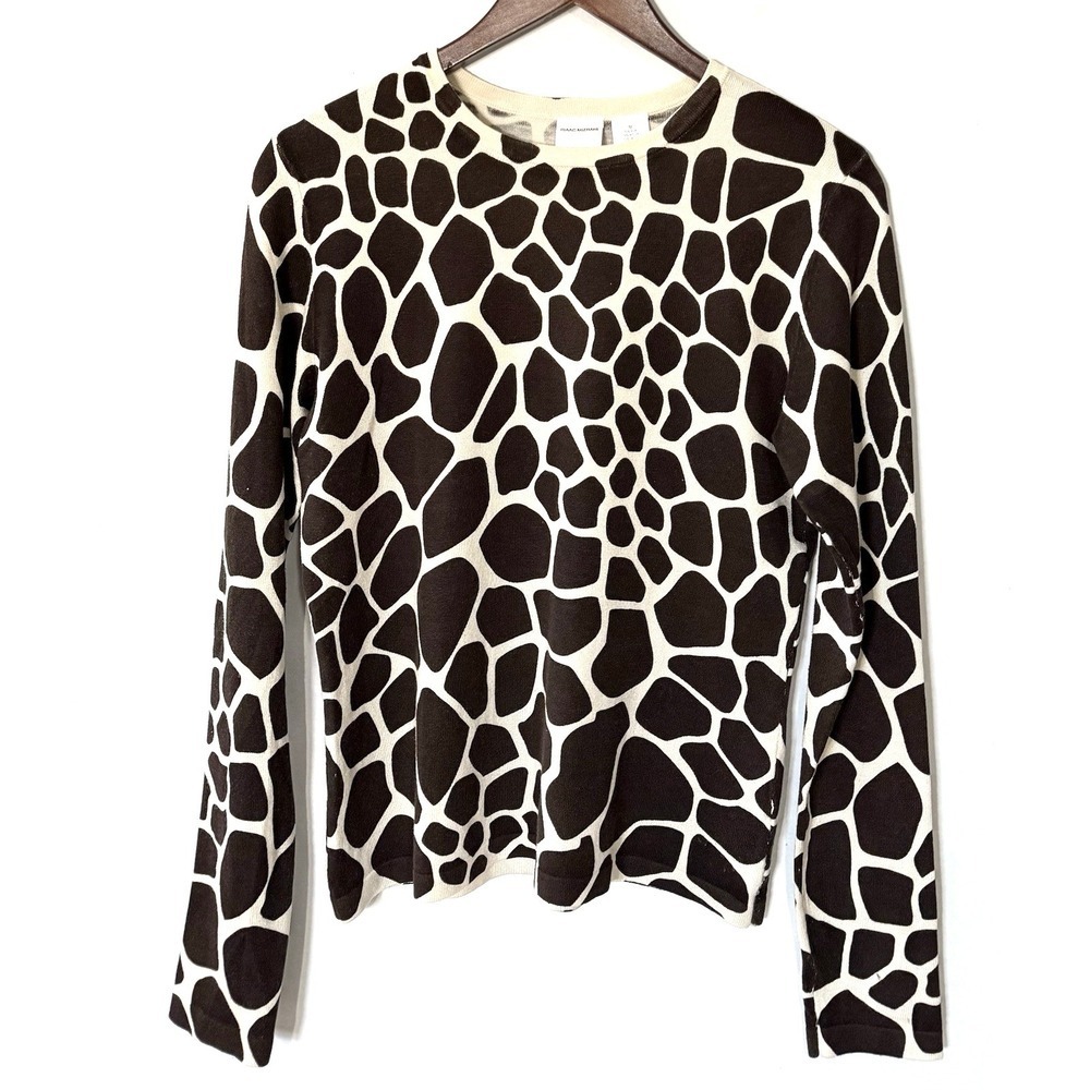 Isaac Mizrahi Target Sweater Shirt Womens M Animal Print Silk Wool Blend